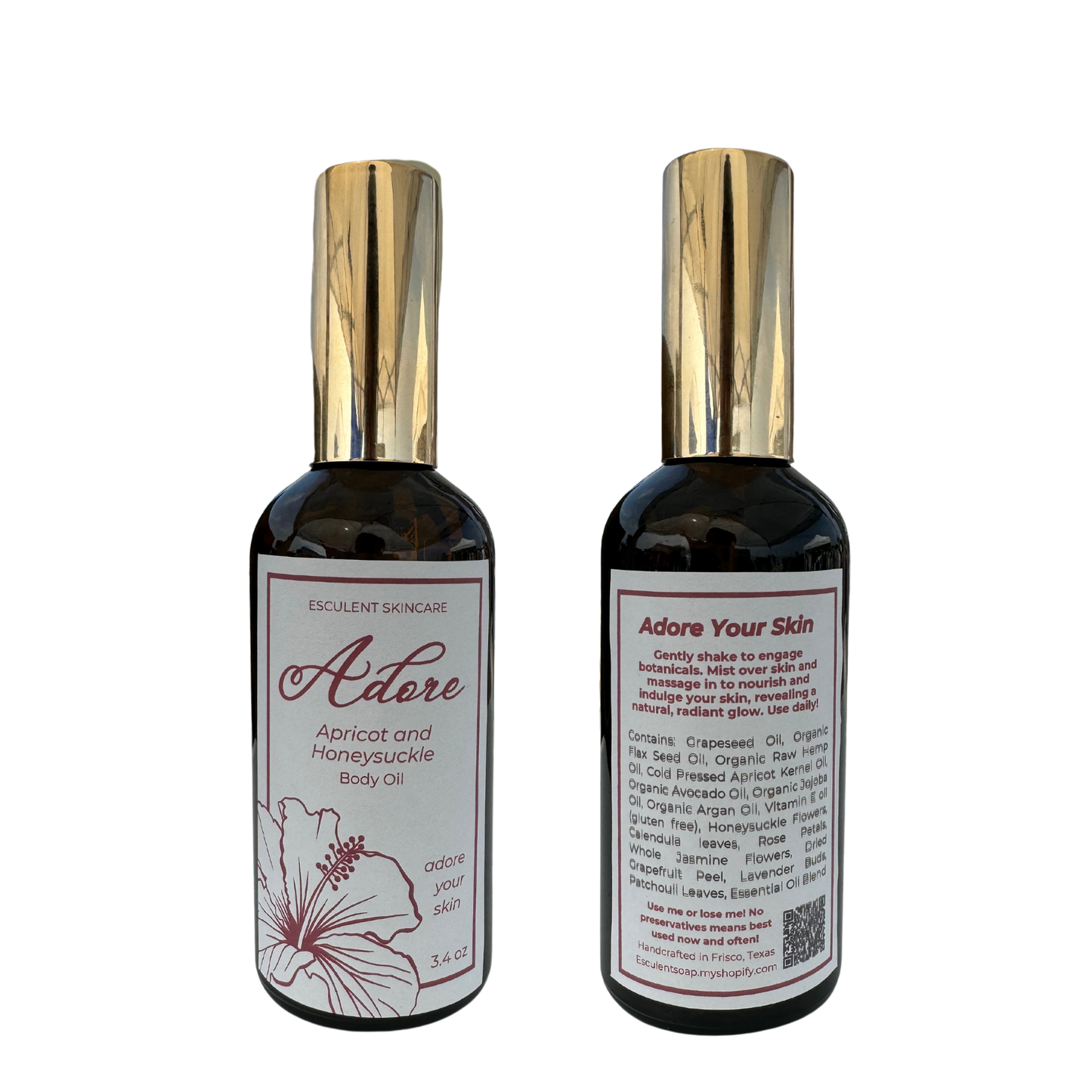 Adore -apricot and honeysuckle body oil spray